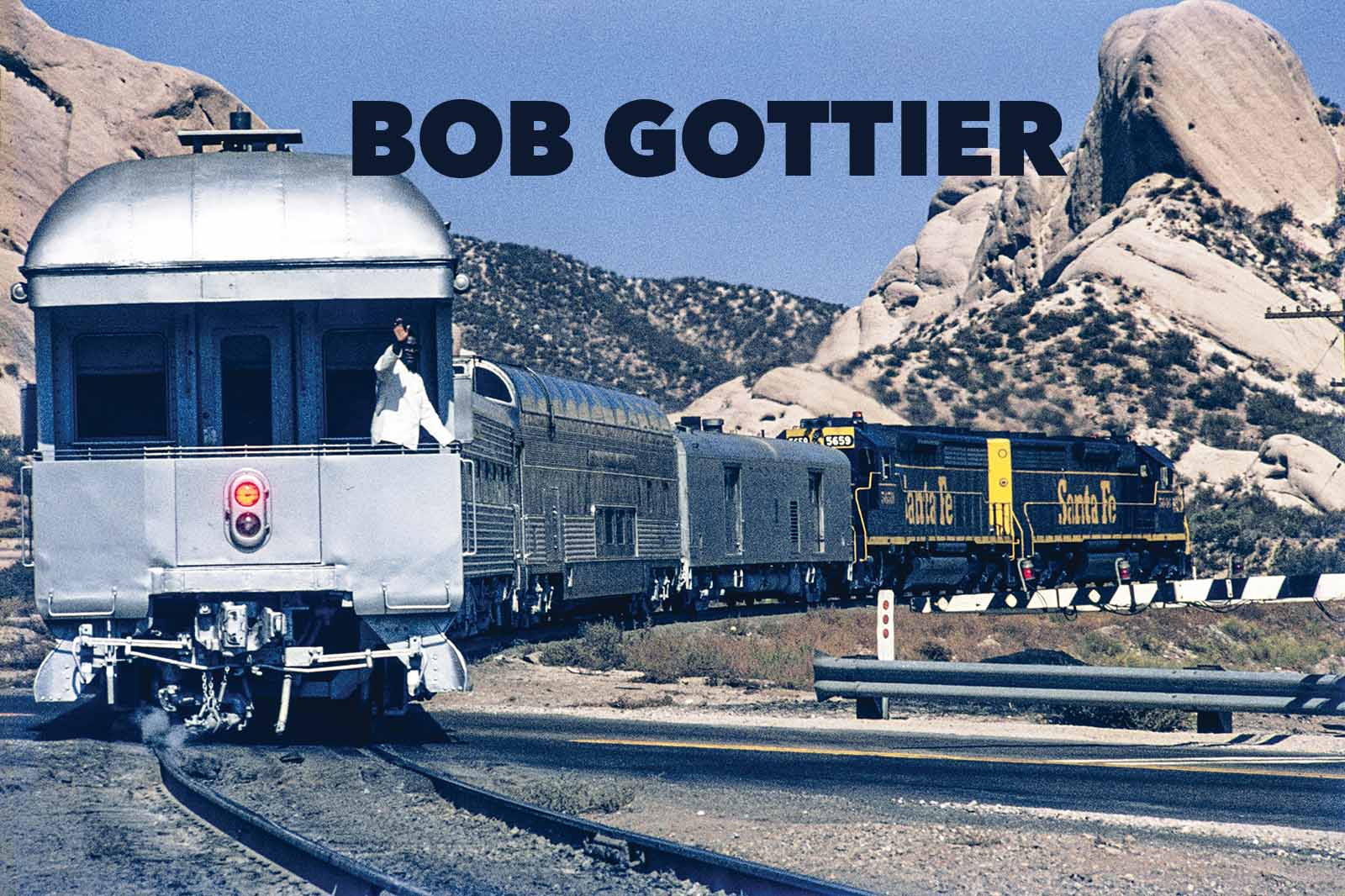 AT&SF SD45-2 No. 5649 with Santa Fe Business Train at Mormon Rocks